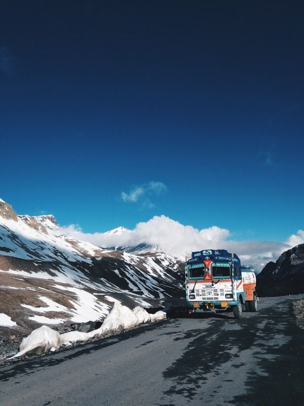 Flame Freight truck on the highway